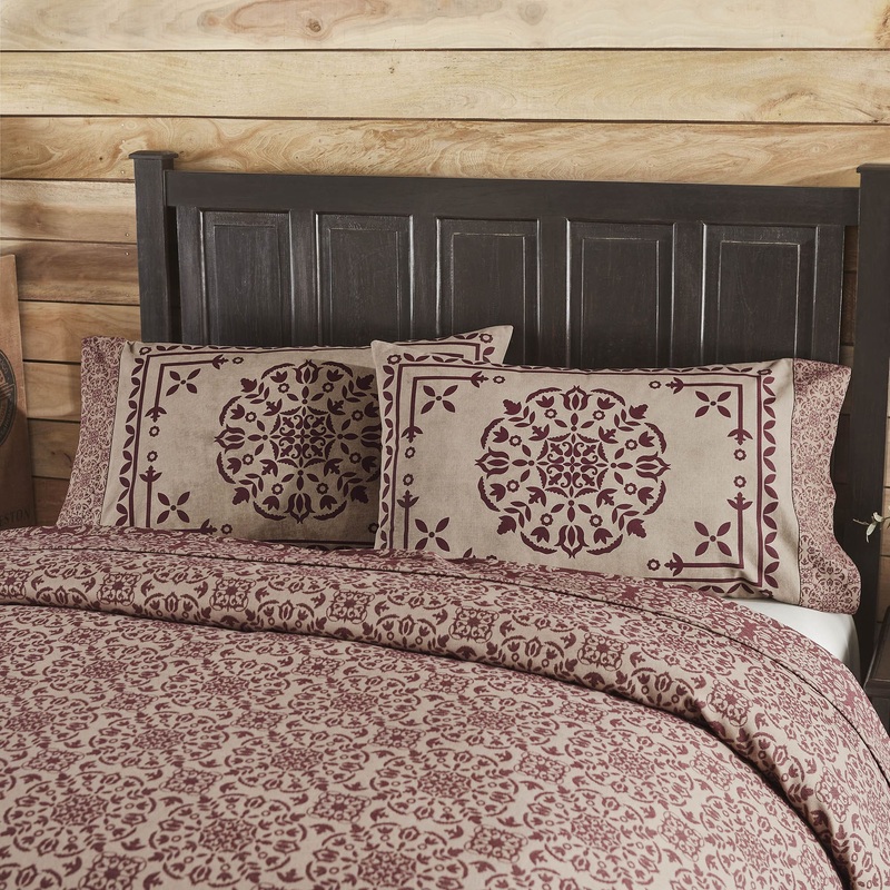 Custom House Burgundy Tan Jacquard Standard Pillow Case Set of 2 21×30+4