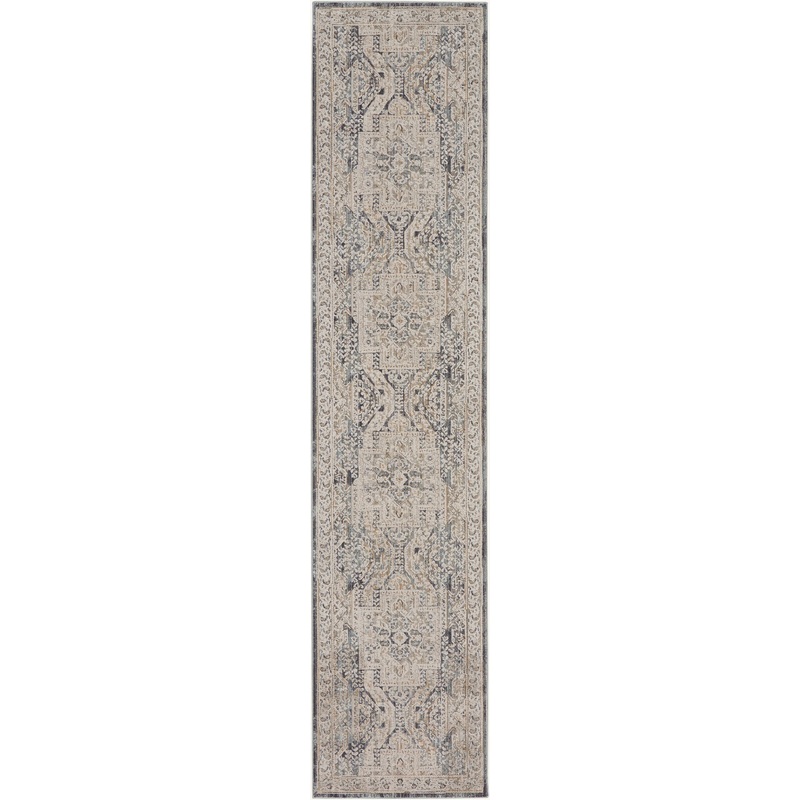 Nourison Lynx 2’3″ x 8′ Ivory Charcoal Vintage Indoor Rug