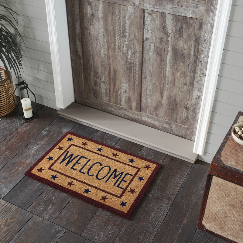 Patriotic Stars Welcome Coir Rug Rect 20×30