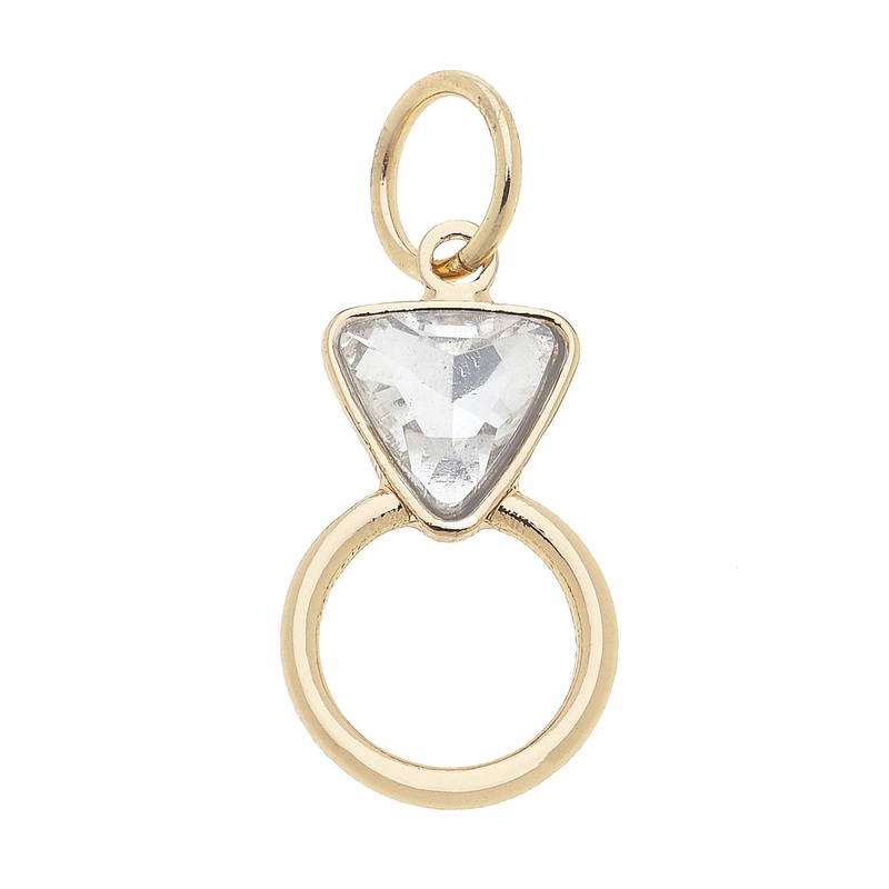 Rhinestone Ring Charm in Shiny Gold