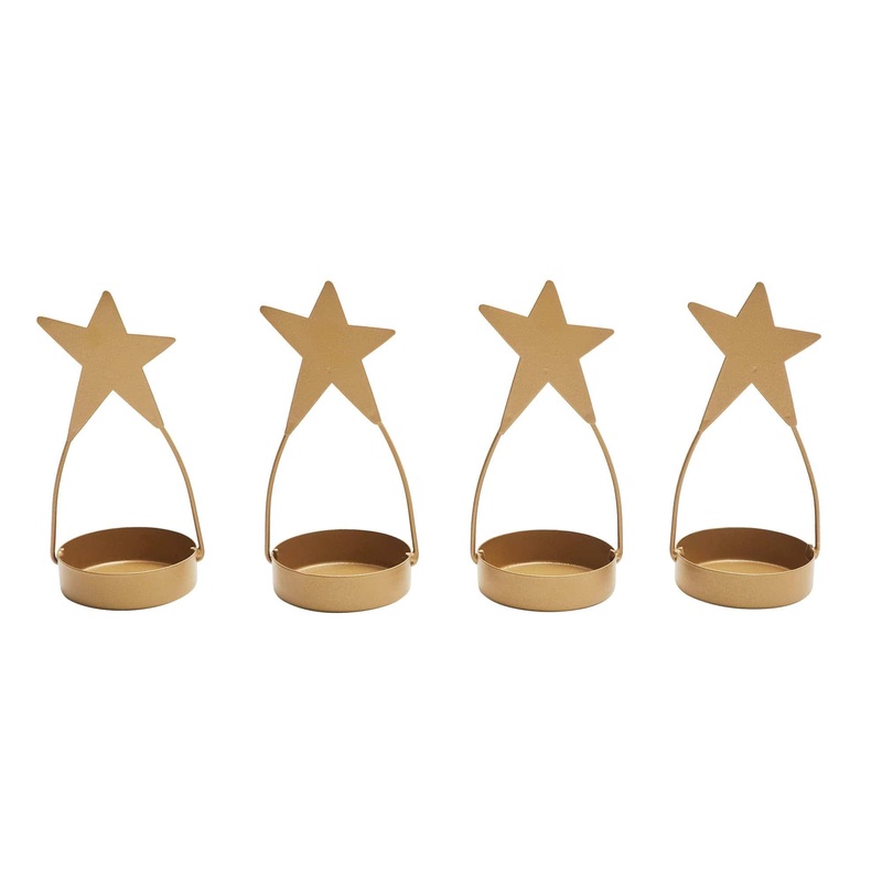 Star Tealight Holder Gold Set of 4 4×1.75×1.75