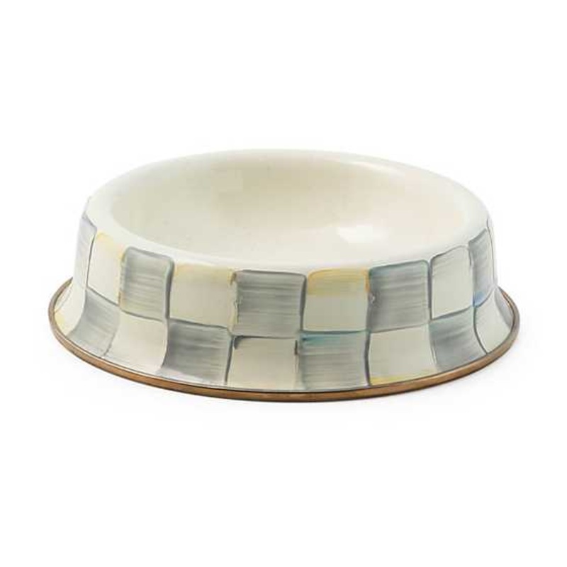Sterling Check Enamel Cat Dish