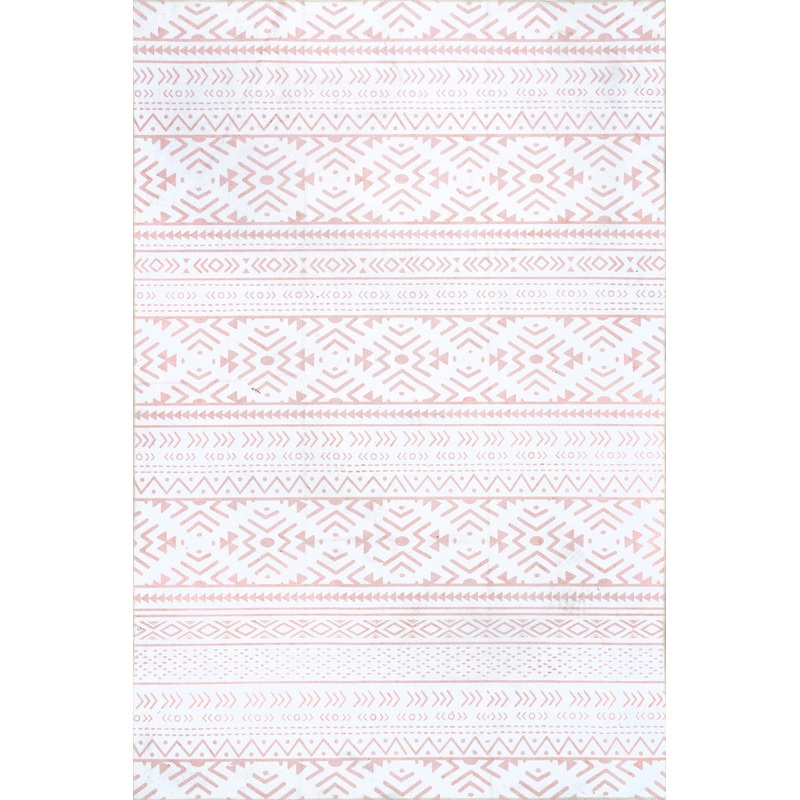 Corrine Washable Banded Rug | Pale Pink
