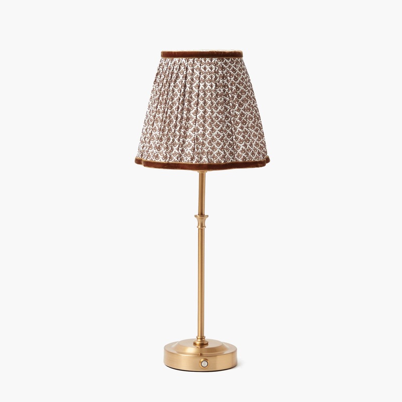 Edie Tall Rechargeable Lamp with Chocolate Lotus Shade (18cm)