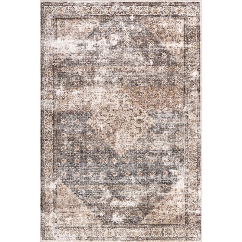 Nerissa Medallion Washable Rug | Grey