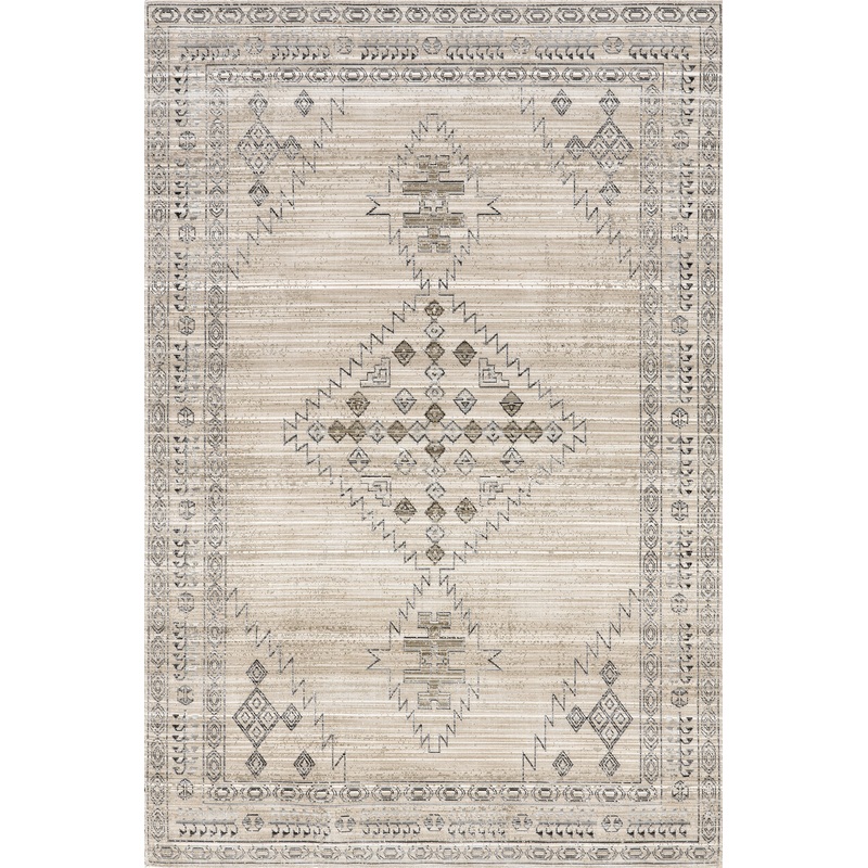 Oakley Simple Medallion Indoor/Outdoor Washable Rug | Light Grey
