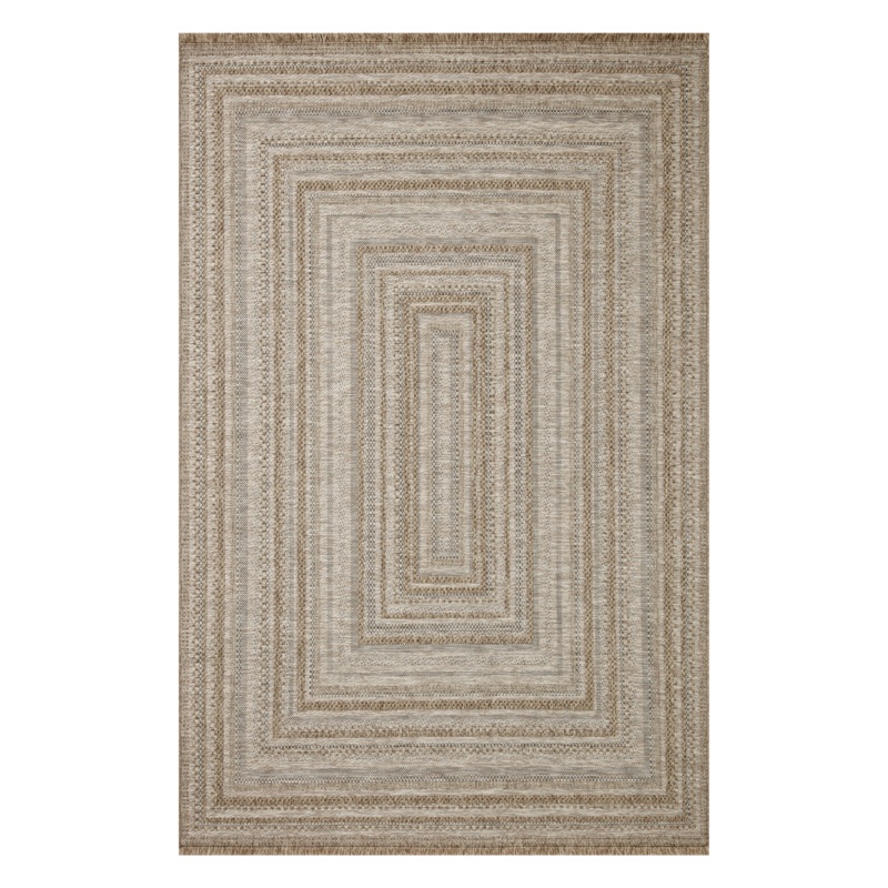 OVERSTOCK RUG – Loloi Dawn Natural Concentric Outdoor Rug – 3’9″ x 5’9″