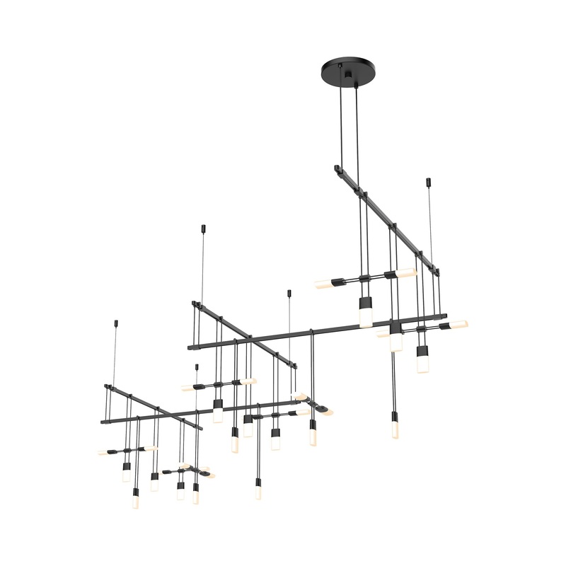 Suspenders Zig Zag LED Pendant Light with Etched Chiclet Luminaires