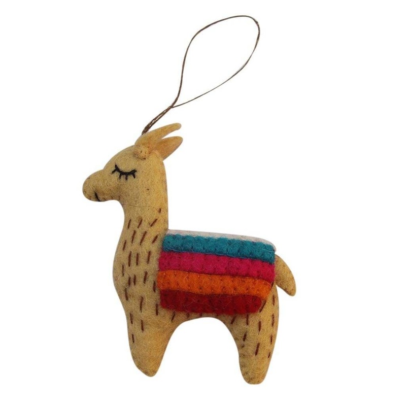 Hand Crafted Felt: Ornament, Tan Llama – Global Groove (H)