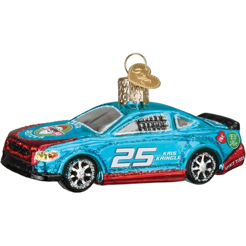 Old World Christmas Glass Blown Racing Sports Car Ornament, 4″
