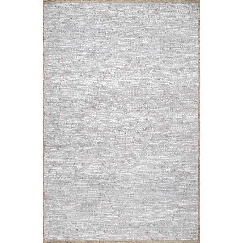 Solid Leather Flatweave Rug | Light Grey