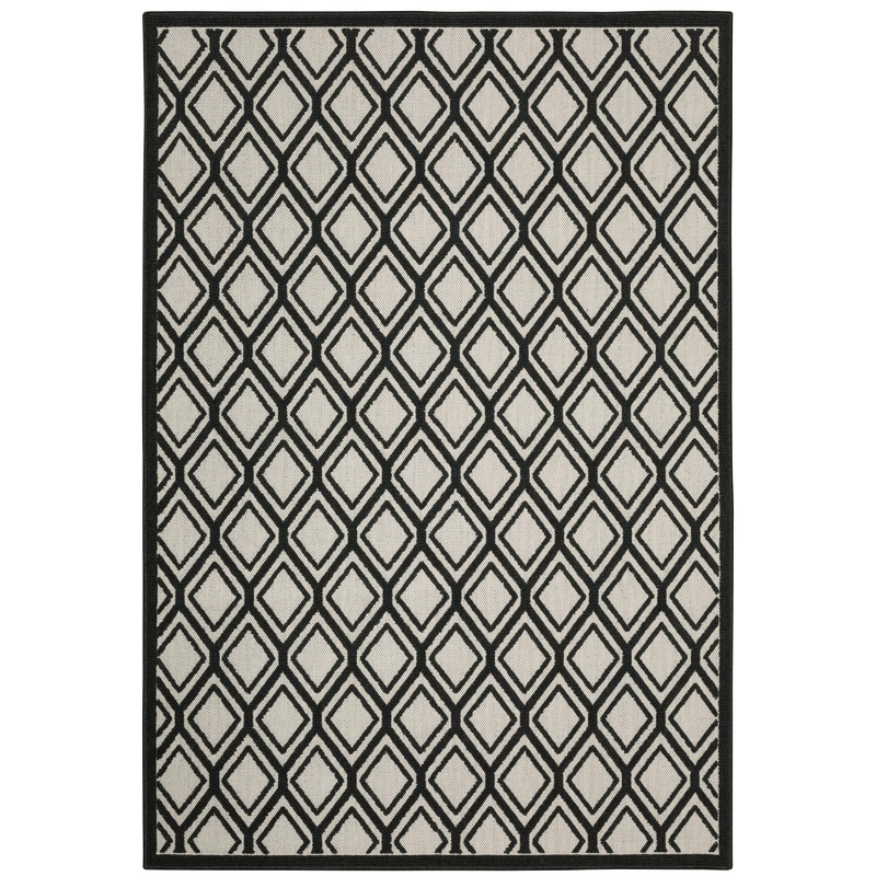 Torrey Light Grey Black Casual Geometric Indoor/Outdoor Rug
