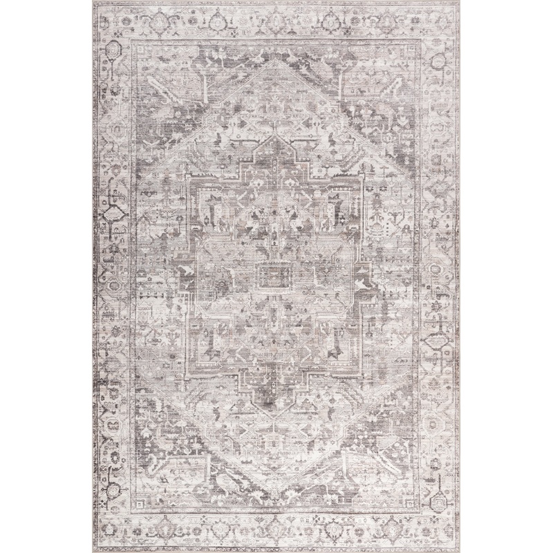Atrium Medallion Spill Proof Washable Rug | Grey