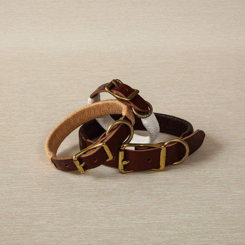 Large Braided Leather Dog Collar