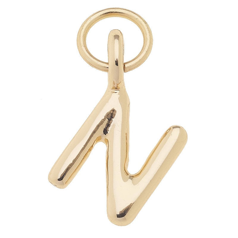 N Mini Initial Charm in Shiny Gold