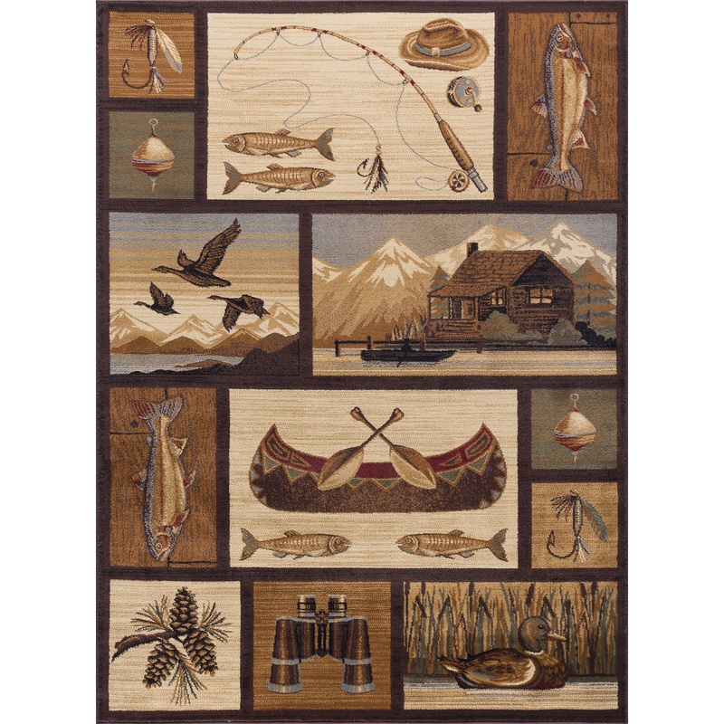 Tayse Lodge Area Rug NTR66-Cabin Getaway Novelty Cut Pile Indoor Polypropylene