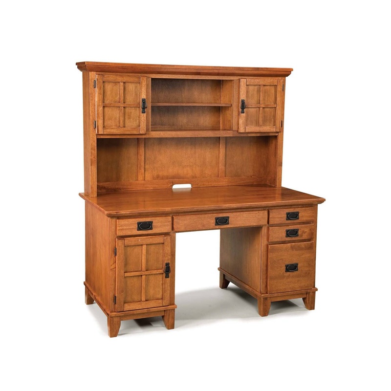 Traditional Pedestal Desk with Hutch By Arts & Crafts