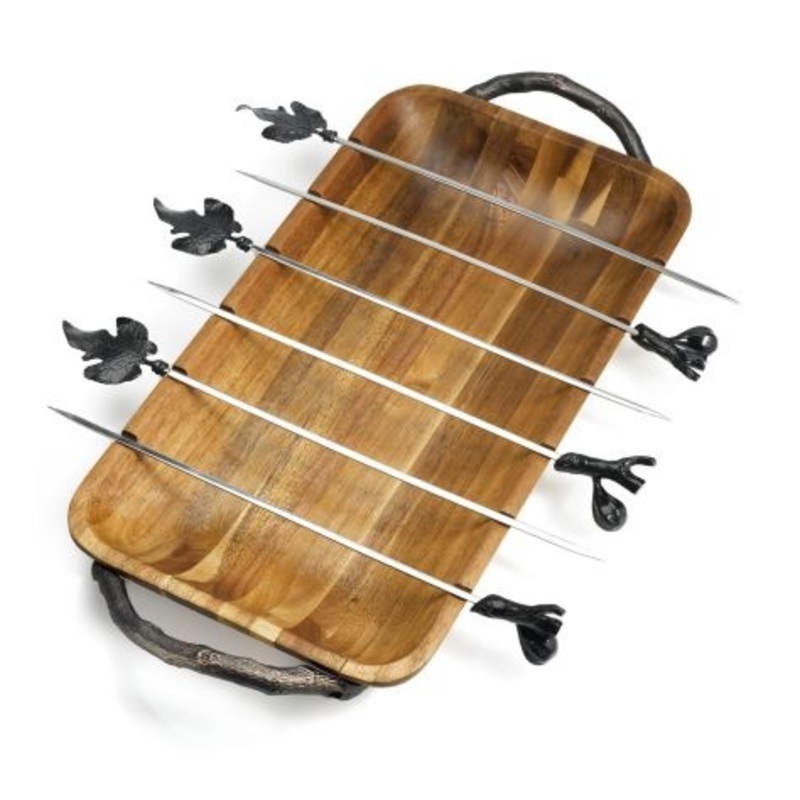 Michael Aram Fig Leaf Kebab/Skewer Platter Set