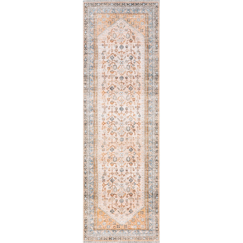 Sunsari Geometric Washable Rug | Peach