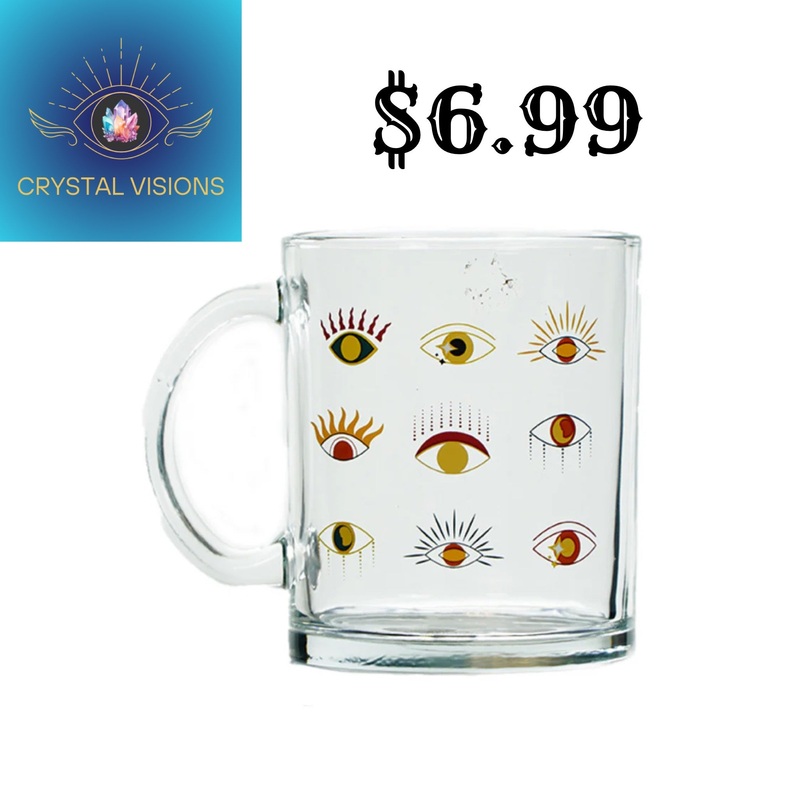 Colorful Evil Eyes Clear Glass Mug 18oz