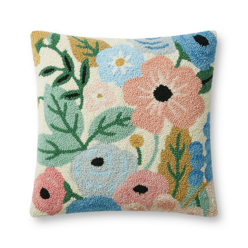 Rifle Paper Co. x Loloi Pillow | PRP0032 Garden Party Hooked Pillow