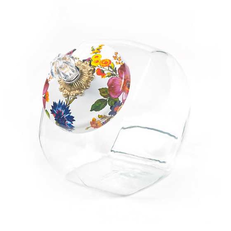 Cookie Jar with Flower Market Enamel Lid – White