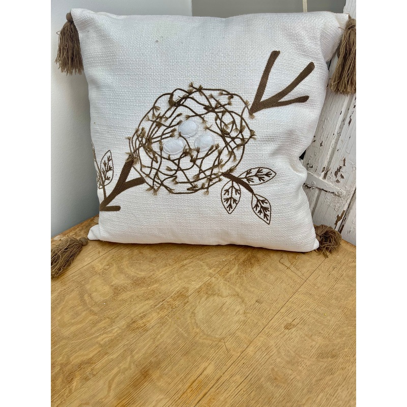 Cotton Embroidered Pillow w/ Nest