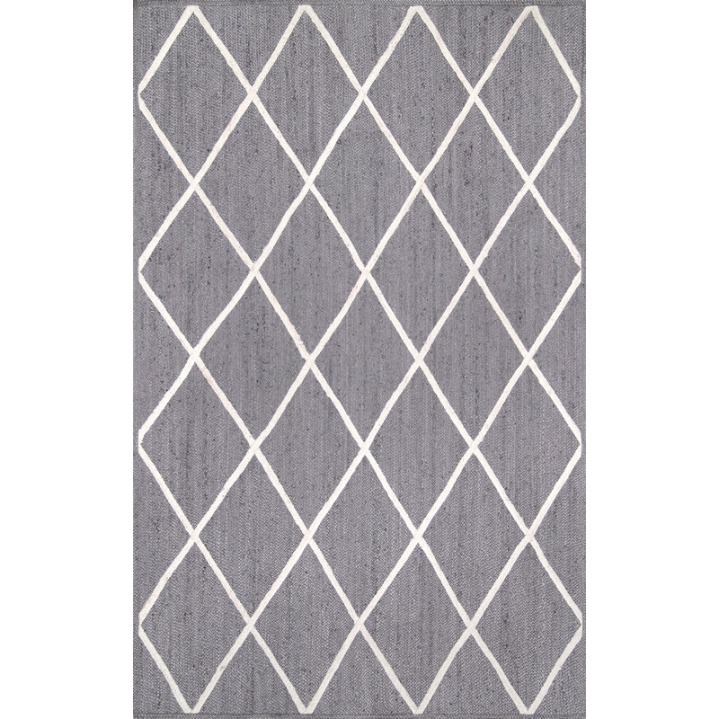 Jute Braided Trellis Rug | Grey