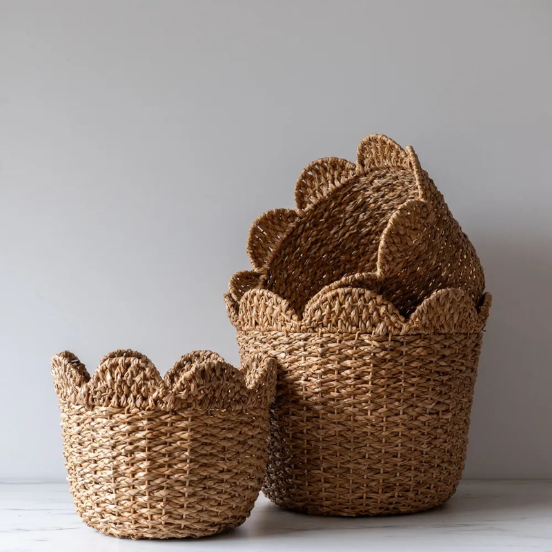 Storage Baskets with Decorative Scalloped Edge