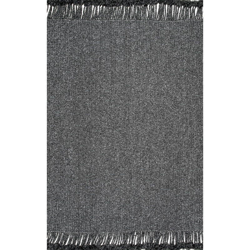 Ashen Braided Tassel Indoor/Outdoor Rug | Charcoal