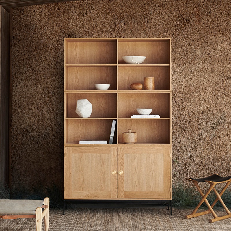 FK63 Cabinet and Two Deep Bookcases, Oak