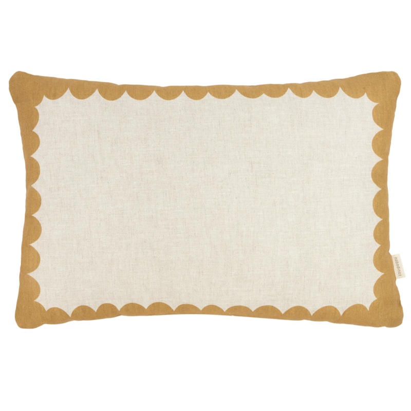 Rectangular cushion in French linen Vibes L Mustard