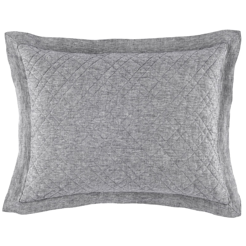 Washed Linen Quilted Sham | Black