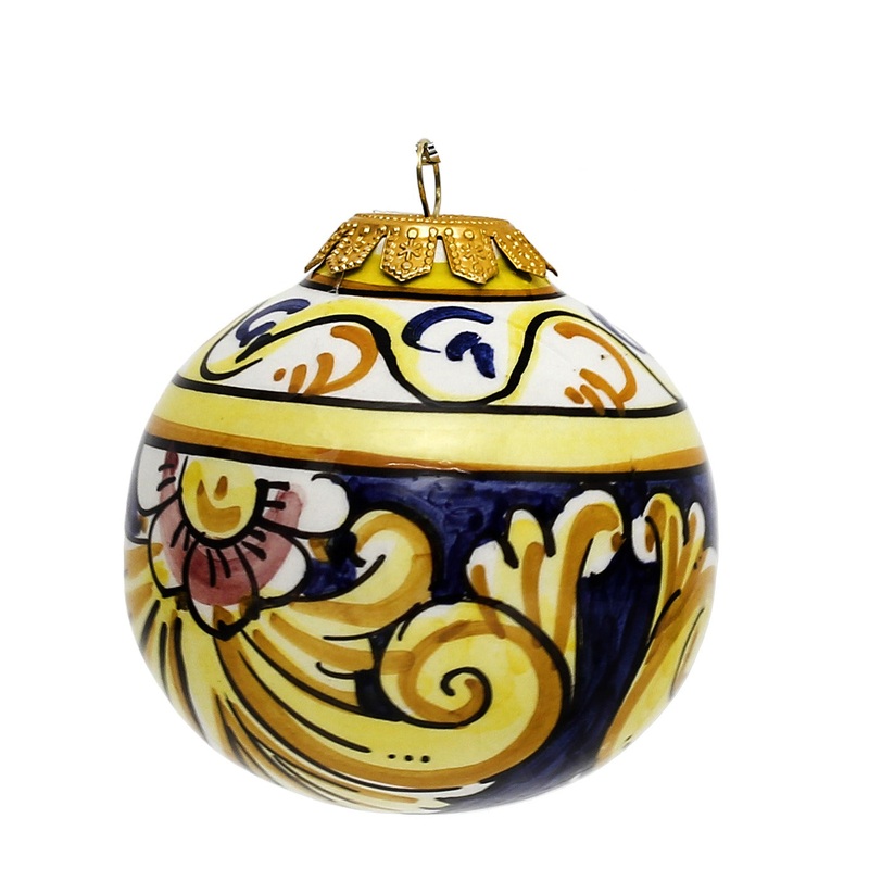 CHRISTMAS ORNAMENT: Caltagirone Round Ball (3.25″ ) – BLUE