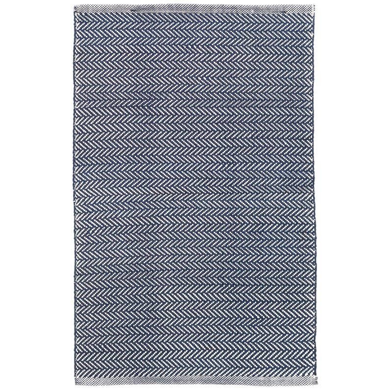 Herringbone Handwoven Indoor/Outdoor Rug | Indigo/White