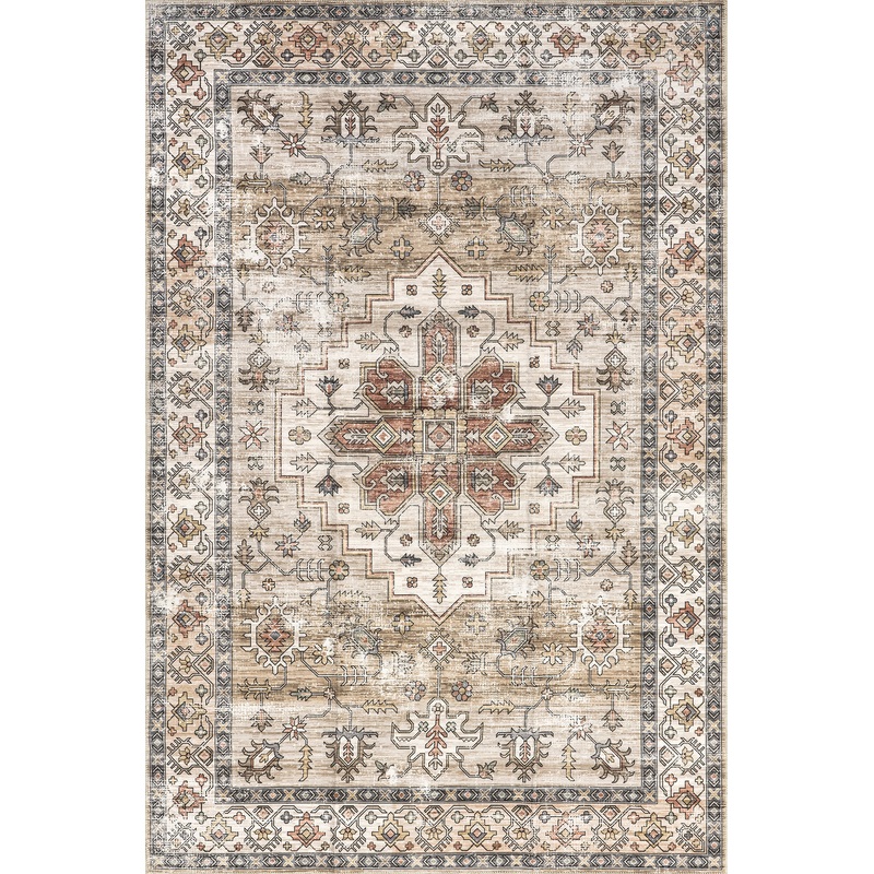 Mara Medallion Washable Rug | Beige