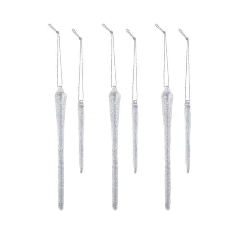 Old World Christmas Blown Glass Ornament for Christmas Tree, Frosty Glass Icicles 6Pc (with OWC Gift Box)