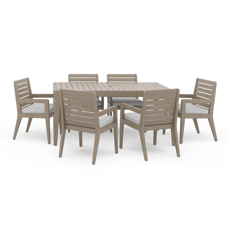 Transitional Outdoor Dining Table and Six Armchairs By Sustain