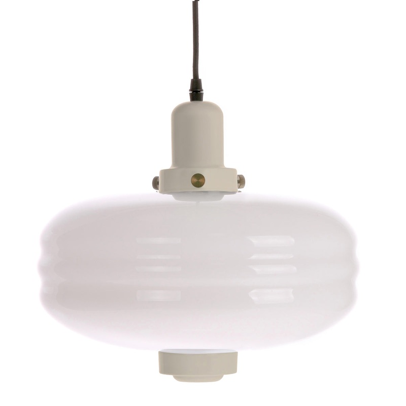 White Glass Pendant Lamp L Warm Grey