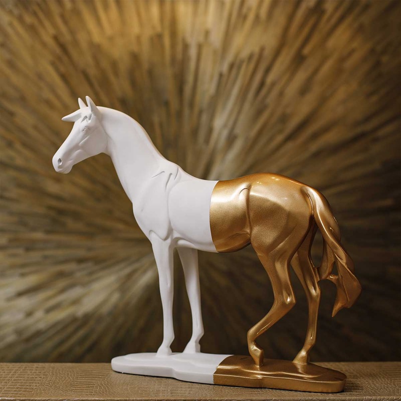 Cavallo Horse Sculpture White & Gold