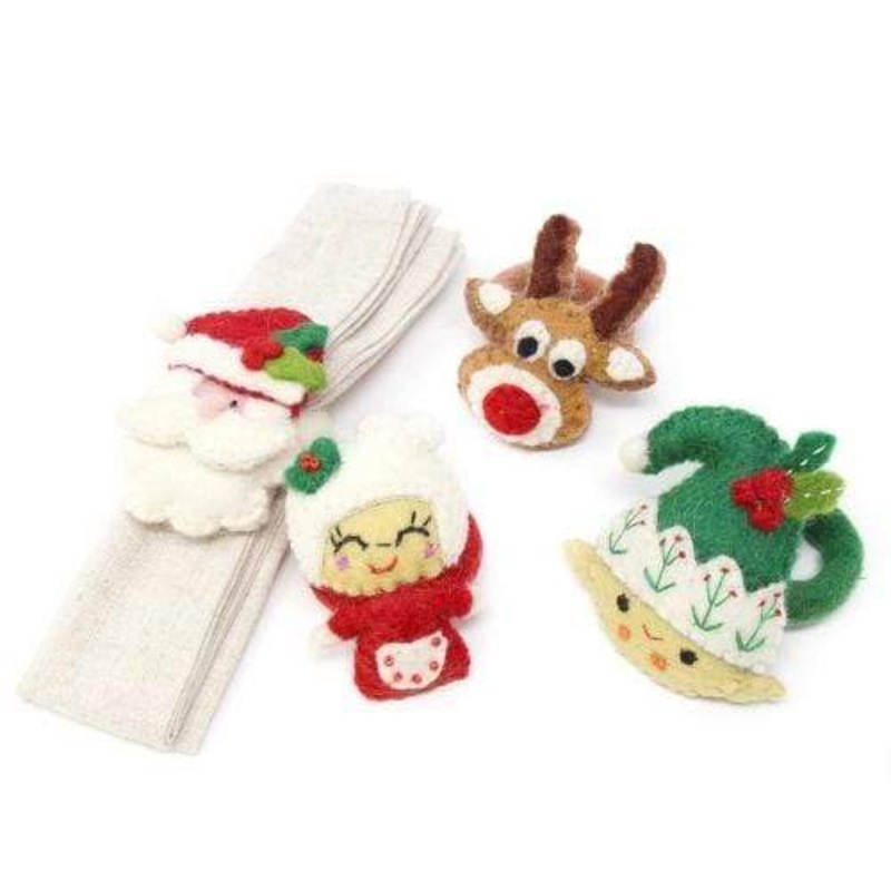 Hand Felted Christmas Napkin Rings, Set of Four – Global Groove (T)