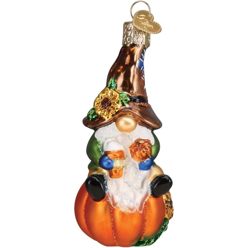 Old World Christmas Glass Blown Fall Harvest Gnome Ornament, 4″