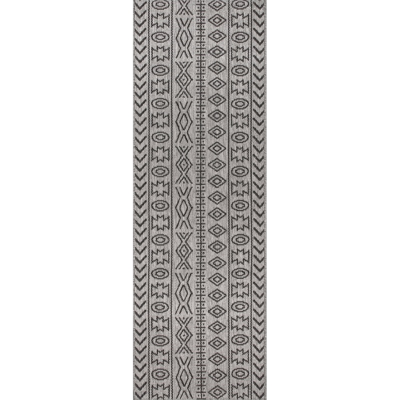 Striped Tribal Indoor/Outdoor Rug | Grey