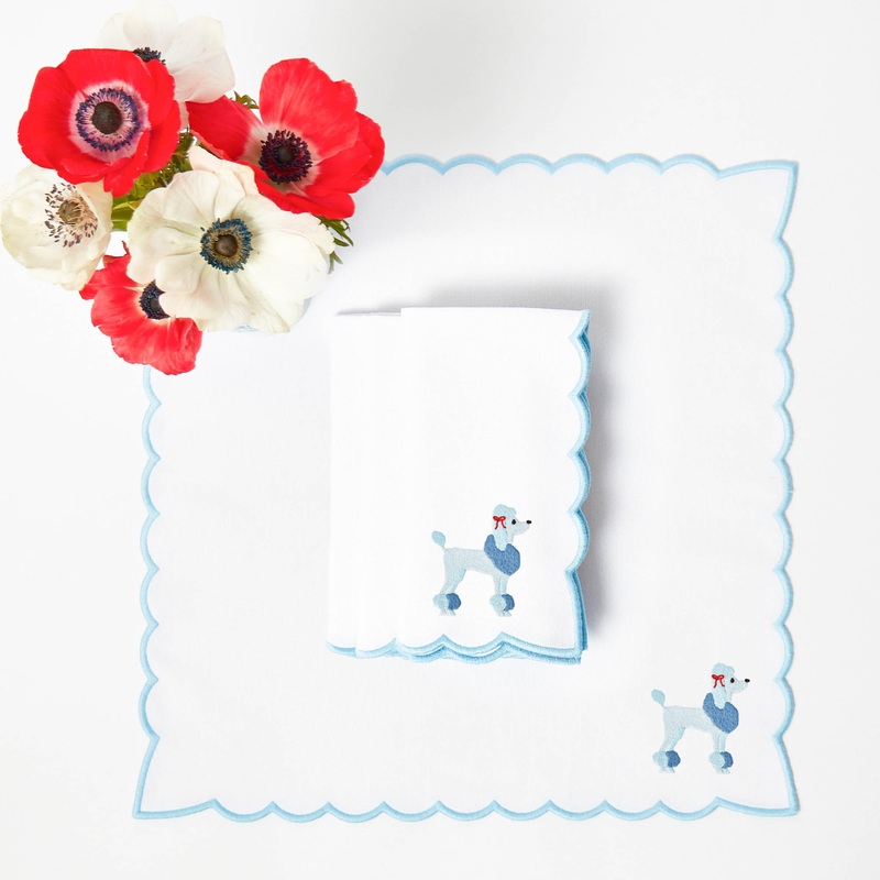 Fifi Blue Poodle Linen Napkins (Set of 4)