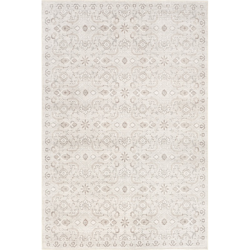 Lillie Classic Floral Washable Rug | Cream