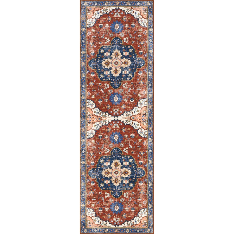 Amaryllis Medallion Washable Rug | Rust