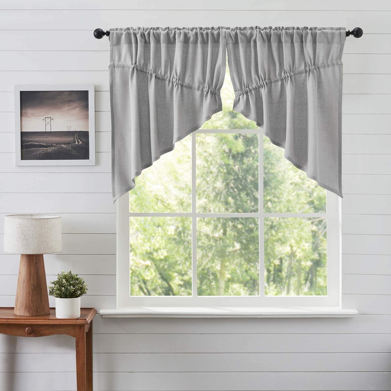Burlap Dove Grey Prairie Swag Set of 2 36x36x18