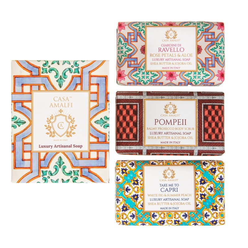 Casa Amalfi Maiolica 3-Soap Set: Pink Maiolica