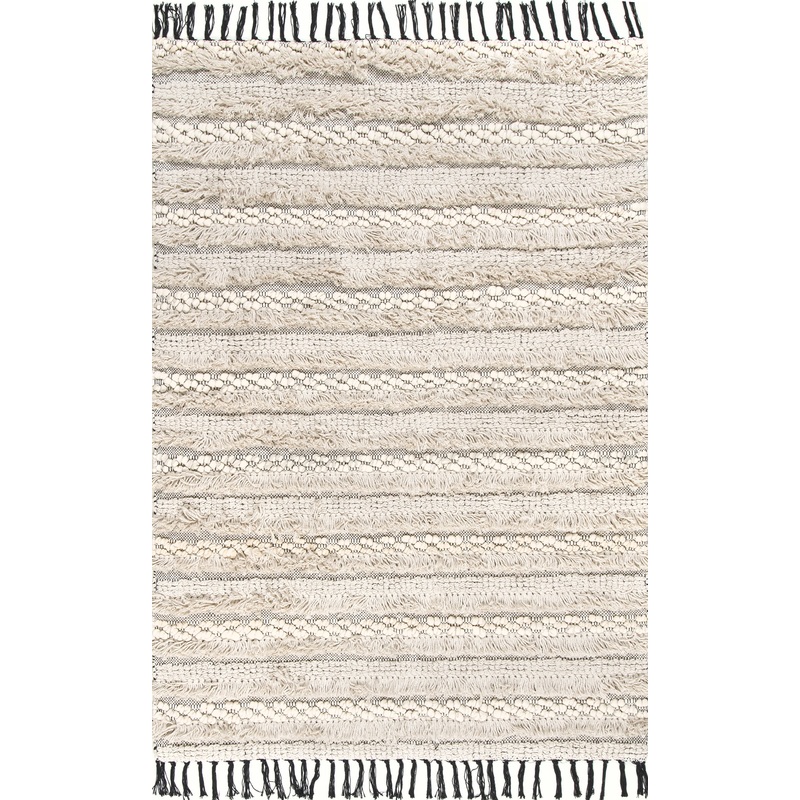Ellena Handmade Tassel Rug | Beige