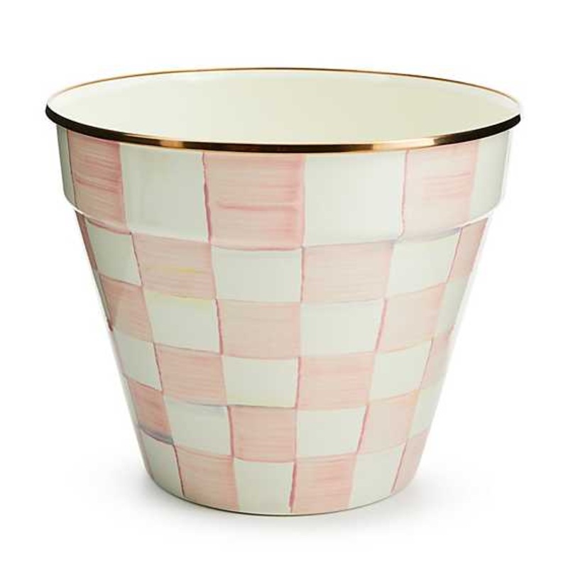 Rose Check Enamel Garden Pot